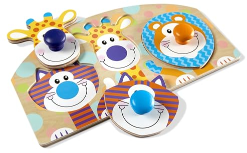 Melissa & Doug First Play Wooden Jumbo Knob Safari Animal Puzzle (3 pcs)