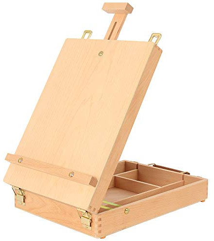 Art Supplies Box Easel Sketchbox Painting Storage Box, Adjust Wood Tabletop Easel for Drawing & Sketching Student