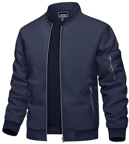 TACVASEN Jacket Giacca Leggera da Uomo Giacche Estive Casual Bomber, Navy, XXL