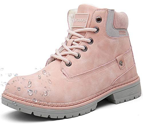 Eagsouni Winterstiefel Damen Warm Gefüttert Winterschuhe Schneestiefel Stiefeletten Arbeit Stiefel Winter Outdoor Trekking Wander Schuhe, Pink, 38 EU