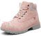 Bottes Femme Homme Hiver Bottines Cuir Plates Lacets Chaud Fourrure Bottines de Neige Chaussures Boots d'hiver, 38 EU, Pink
