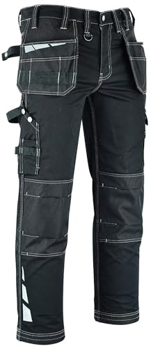 MS9 Mens Work Cargo Combat Holster Pockets Tactical Working Work Trouser Trousers Pants Jeans Black