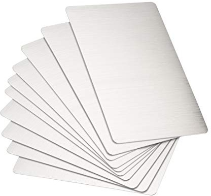 sourcing map Blank Metal Card 80x50x0.4mm Brushed 201 Stainless Steel Plate for DIY Laser Printing Engraving Silver Tone 10 Pcs