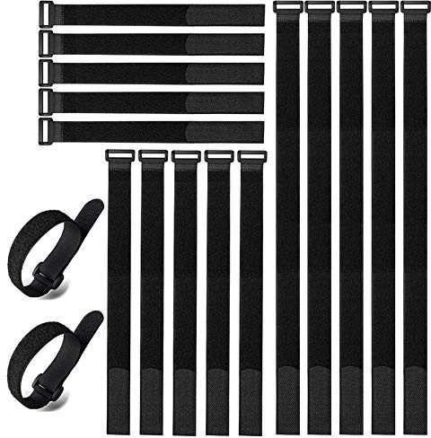 Aiqeer 40 Pezzi Set di Fascette Cavi Riutilizzabile, Fascetta Cavi Nylon Regolabile, Nero Hook e Loop Cavi Cinghia (20cm, 30cm, 40cm)