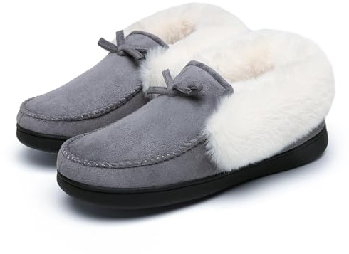 Mishansha Zapatillas Casa Mujer Zapatillas Estar Por Casa Pantuflas Invierno Antideslizante Women Slippers Gris 43 EU