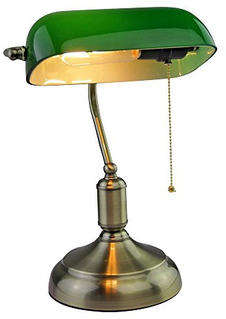 etc-shop Bankerlampe mit Lampenschirm - Retro Tischlampe Schreibtischlampe Bibliotheksleuchte Banker Vintage Lampe im 20er Jahre Dekor