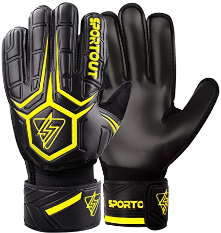 SPORTOUT Goalkeeper Gloves - 4mm Breathable Latex Goalkeeper Gloves for Kids, Youth & Adults (Yellow, 7)
