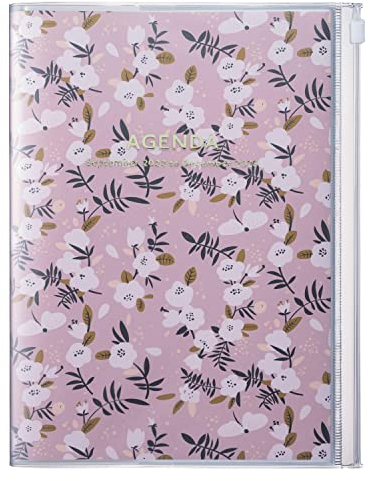 MARK'S 2022/2023 Taschenkalender A5 vertikal, Flower Pattern, Pink: Von September 2022 bis Dezember 2023