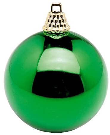Deco Woerner Glänzende, grüne Weihnachtskugeln aus Kunststoff, 8 cm Ø - 12 Stück