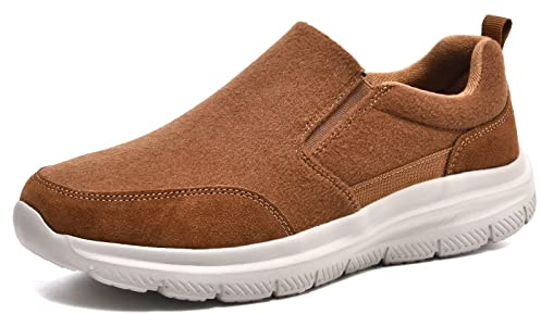 Puxowe Zapatos sin Cordones para Hombre Cómodos y desenfadados Zapatillas Deportivas Botas Ligeras para Caminar Marrón Claro 42 EU