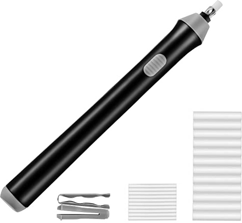 OFFCUP Gomme électrique, Stylo Gomme à Piles, 22 Gommes De Recharges, Gommes à Crayon Automatique Portable pour Les Artistes, Dessinateurs, Architectes Fournitures De Bureau Et écoles- Noir
