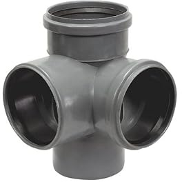 110mm Corner Branch Push-FIT Jointing Fitting, 90 Deg, Ring Seal Soil Pipe, Grey, PVC Plumbing