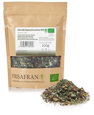 FRISAFRAN | Infusion Purifiante Détox Bio Vrac 100g | Digestif | Anti-inflammatoire | thé drainant à effet diurétique | Propriétés détox | Antioxydant naturel | pas d'additifs | Tisane Detox Foie