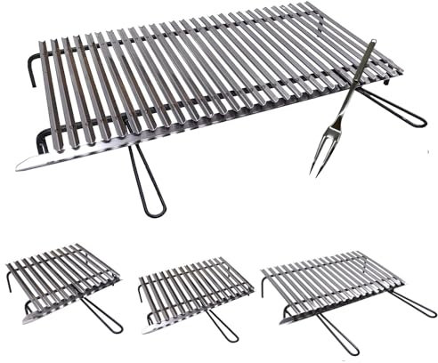 ANGELO PEGORARO Graticola per Barbecue griglia Acciaio Inox (GRATICOLA Acciaio Inox AISI 430, INGOMBRO Totale Max CM 83X50)
