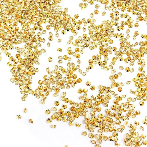 Wiredock 10000 Clear Wedding Table Scatter Confetti Crystals Acrylic Diamonds Rhinestones for Table Centerpiece Decorations Wedding Decorations Bridal Shower Decorations Vase Beads (3mm) (Gold)YS-278