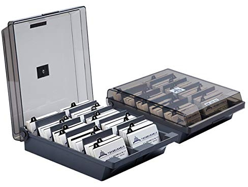 Sonhomay Boîte de rangement pour cartes de visite avec intercalaires - Onglets A-Z - Peut contenir jusqu'à 1000 cartes - 24 x 11 x 7,5 cm