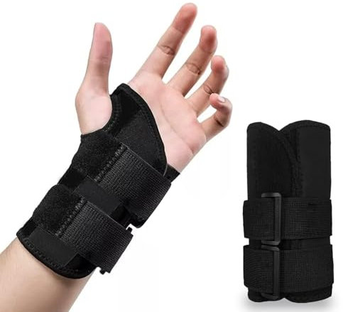 GEMMAHW Tutore Polso Sinistro, Polsiera Ortopedica Traspirante con 3 Metallo Stecche, Tutore Polso per Tunnel Carpale, Supporto Polso Uso Sport e Quotidiano per Donna Uomo