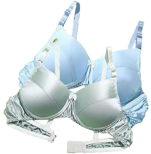 2 Pezzi 100% Seta di Gelso Reggiseno Liscio Double Face in Seta Bralette Coppa Morbida Reggiseno per Tutti I Giorni Comfort Bra Push-up Delicato sulla Pelle(K,AB_40/90)