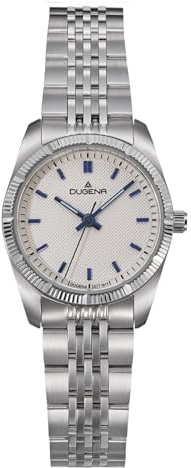 Dugena Damen-Armbanduhr Paris, Quarz, Edelstahl, Mineralglas, 5 bar, Farbe:Weiß/Silber
