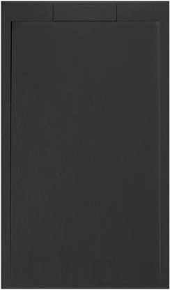 Plato de ducha 140 x 80 cm negro Vulcano Line Slim de resina y polvo de mármol con rejilla lateral de marmorresina – Frascio
