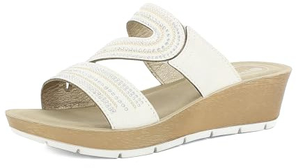 inblu Ciabatte Donna Doppia Fascia Design A S Con Strass, Plantare Imbottito, Tacco Di 5cm ChanclasMujer