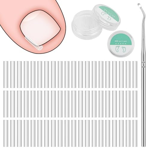BUTBU Set Correttore per Unghie Incarnite, 60 pezzi Strisce Raddrizzanti, con Sollevatore per Unghie, Kit di Strumenti per Unghie Incarnite Facili da Usare, per la Cura dei Piedi di Donne e Uomini