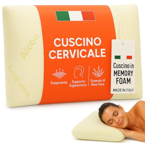 Ali Brothers Cuscino Letto in Memory Foam Ergonomico – Cervicale, Ortopedico, Traspirante, Altezza 13/15 cm – Antiacaro, Made in Italy – Cuscino per Dormire, Collo e Schiena (ALTEZZA 15 CM)