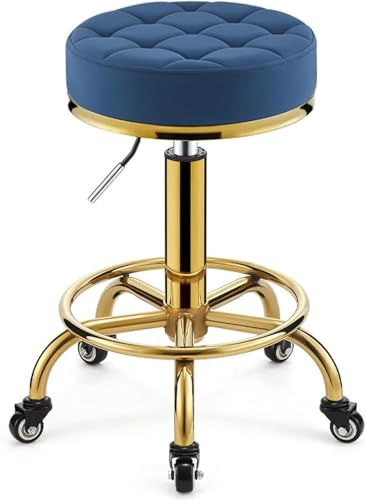 Taburete Rodante con Reposapiés, Taburete para Laboratorio De Guitarra Tattoo Workbeh Medical, Silla De Taburete Giratorio De Masaje De Altura Ajustable, Blue