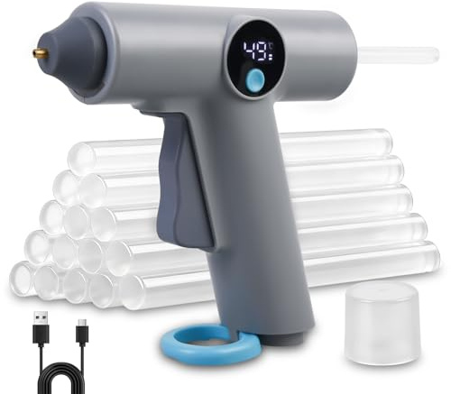 Behogan Heißklebepistole Akku: Tragbar Klebepistole Kabellos mit 22pcs Heißklebesticks 7mm, Type-C Aufladung Heissklebepistole Kabellos, Mini Klebepistole, für DIY Handwerk Reparaturen Schule