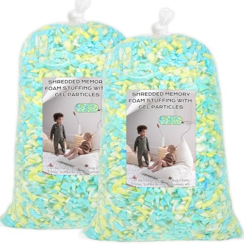 Garifon Bean Bag Filler, 10lbs Shredded Memory Foam Filling, Bean Bag Chair Filling Stuffing, Bean Bag Refill Insert, Punching Bag Filler, Pillow Filler Stuffing for Stuffed Animals/Dog Bed (Multi)