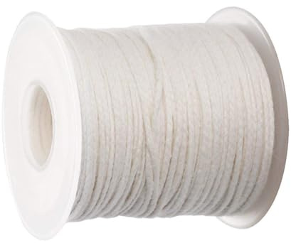 Stoppini per candel - Rotolo di filo di cotone da 200 piedi, cordino per stoppini, corda per candel a combustione lunga | Ecologico per progetti fatti a mano che forniscono fiamma stabile, fumo bass