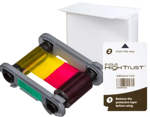 Evolis Primacy Zenius 2 R5F202E100 - Cinta con 100 tarjetas de plástico, color blanco y 1 tarjeta de limpieza