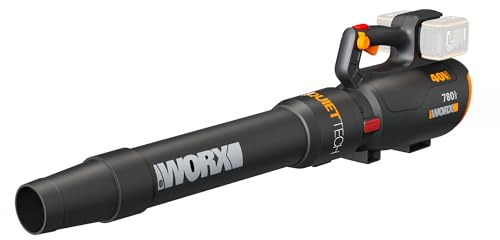 WORX Soplador de hojas inalámbrico, soplador eléctrico con 780 CFM y 190 MPH, soplador de césped sin escobillas con potencia similar al gas y 57 dB, baterías y cargador no incluidos, WG582.9