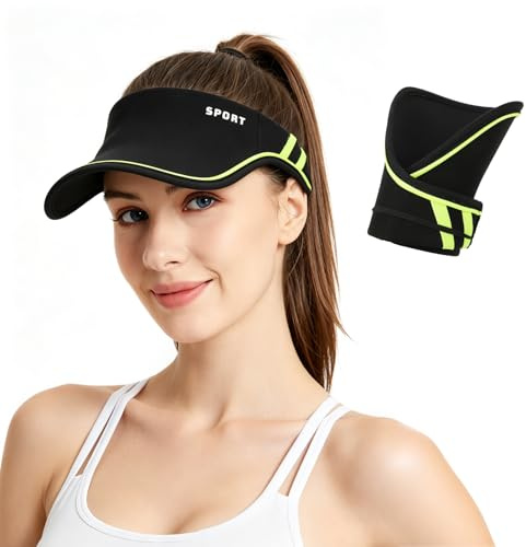 LCKEBT Visière Sport Femme Homme avec Porte-Lunettes, Casquette Running Légère Respirante, Visière Réglable Pliable pour Course Vélo Tennis Randonnée