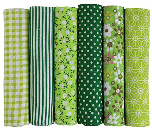 UOOOM 6 Stueck 50 x 50cm Stoffpakete Patchwork Stoffe Baumwolle tuch DIY Handgefertigte Nähen Quilten Stoff Baumwollgewebe Verschiedene Designs (Grün)