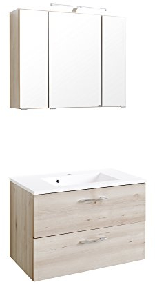 Held Möbel Portofino Waschtisch-Set 80, Holzwerkstoff, Buche Iconic, 48 x 80 x 54 cm