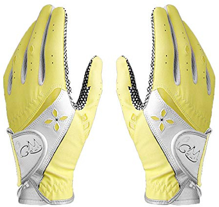 PGM Guanti da golf da donna con sistema di presa migliorato, guanti comodi che lasciano circolare l'aria, colore giallo, XL