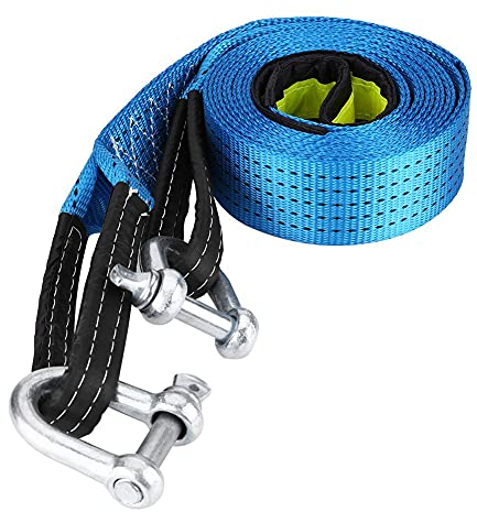 Keenso PKW Anhänger Abschleppseil, 8 Tonnen 18000LB Kapazität Anhänger-Abschleppseil-Hochfester Notfall Off Road Abschleppseil mit reflektierenden Haken(5m) Abschleppseil