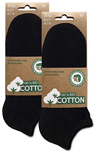 BIOBASICS Men's & Women's (4-12 Pairs) Organic Trainer Socks Short Oeko-Tex 100 Cotton