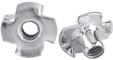 Ecrous en T 4 Griffes, Écrou en T en Acier Au Carbone Zingué, éCrous en T à Quatre Dents pour Meubles de Menuiserie (M6×50)