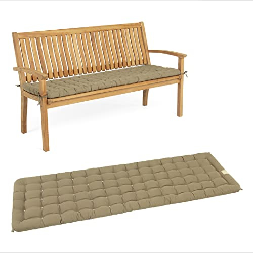 HAVE A SEAT Living - Gartenbank Auflage 110 cm - Bequeme Bankauflage Outdoor, 7 cm Dick - Waschbar bis 95°C, Orthopädisch, Wetterfest - Made in Germany (110x48 cm, Goldbraun)