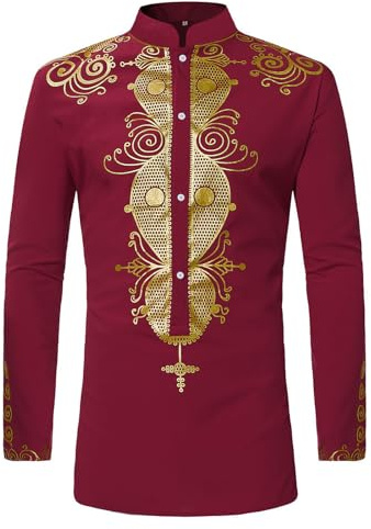 HEFASDM Conjunto de ropa para hombre African Dashiki de 2 piezas, manga larga, Kurta y pantalones