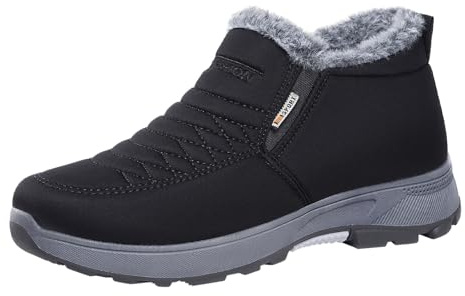 Botas de nieve unisex para invierno, gruesas, cálidas, forradas de piel, holgadas, para caminar, caminar, correr, trabajo, deportes, zapatillas deportivas, de ajuste ancho, antideslizantes