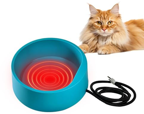 Gamelle chauffante pour Animaux, Bol À Eau Chauffant Anti-Gel, Abreuvoir Chauffante pour Chats/Chiens/Poules/Lapin, antidérapante et Anti-déversement, Chauffage Automatique