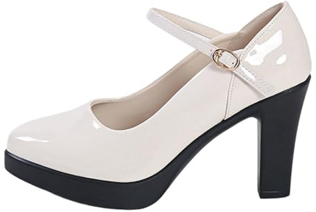 Chaussures traditionnelles pour femme - Avec talon épais - Chaussures de danse - Chaussures de mariée - Talon bloc - Ballerines élégantes - Pour Dirndl - Chaussures à talons - Clips - Trois lanières