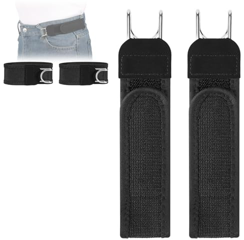 JASGOOD 2 Pièces Ceinture Sans Boucle Homme et Femme, Ajustable Ceinture tactique avec Crochet en Métal, Invisible Ceintures Idéale pour Bureau, Voya, Sport