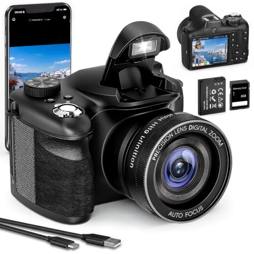 Cámara Digital 8K 75MP con WiFi Doble Lente Selfie para Vlogs Principiantes
