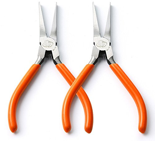 2Pcs Flat Nose Pliers Flat Long Needle Nose Pliers (5-Inch)