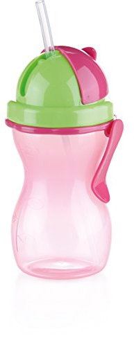 Tescoma Kindertrinkflasche mit Trinkhalm BAMBINI 300 ml, grün, rosa