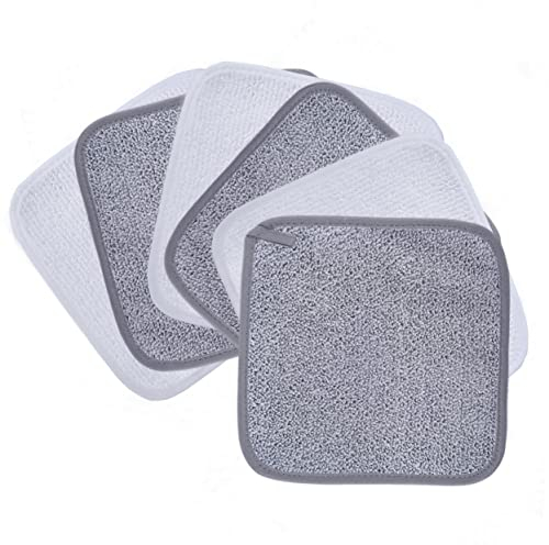 Polyte - Toalla facial desmaquillante de microfibra superabsorbente - Hipoalergénica, sin elementos químicos - Gris/blanco - 20 x 20 cm - Pack de 6